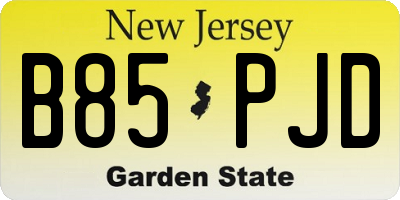 NJ license plate B85PJD
