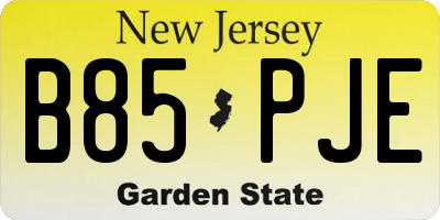 NJ license plate B85PJE