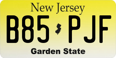 NJ license plate B85PJF