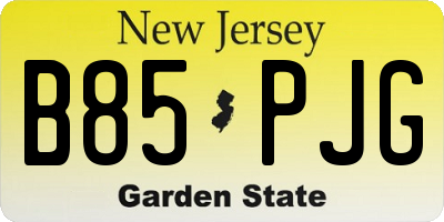 NJ license plate B85PJG