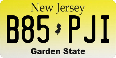 NJ license plate B85PJI