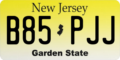 NJ license plate B85PJJ