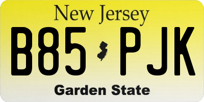 NJ license plate B85PJK