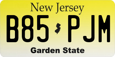 NJ license plate B85PJM