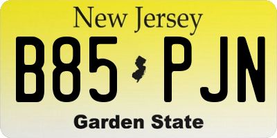 NJ license plate B85PJN