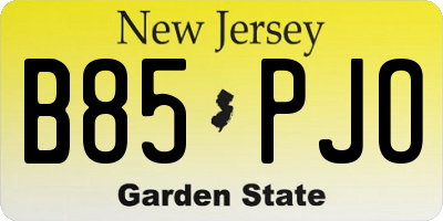 NJ license plate B85PJO