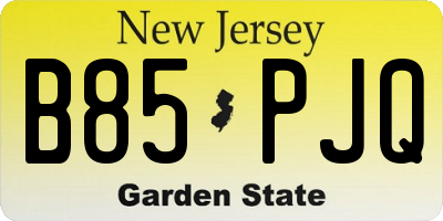 NJ license plate B85PJQ