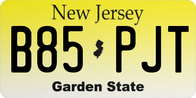 NJ license plate B85PJT