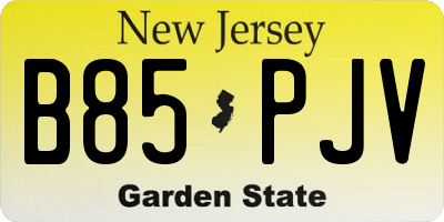 NJ license plate B85PJV
