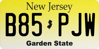 NJ license plate B85PJW