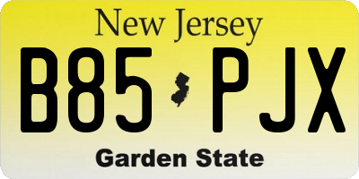NJ license plate B85PJX