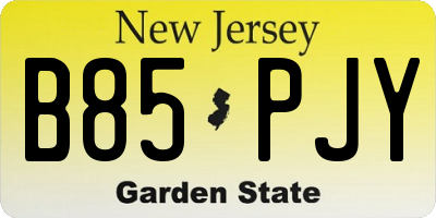 NJ license plate B85PJY