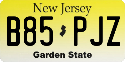 NJ license plate B85PJZ