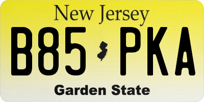 NJ license plate B85PKA