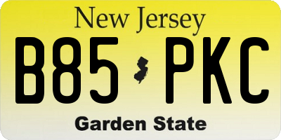 NJ license plate B85PKC
