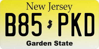 NJ license plate B85PKD