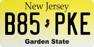 NJ license plate B85PKE