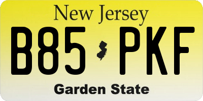 NJ license plate B85PKF