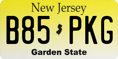 NJ license plate B85PKG