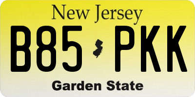 NJ license plate B85PKK