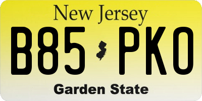 NJ license plate B85PKO