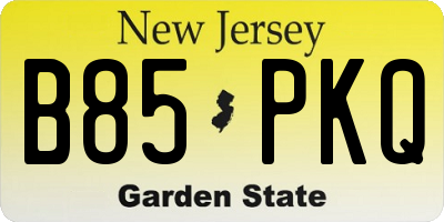 NJ license plate B85PKQ