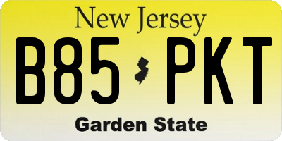 NJ license plate B85PKT