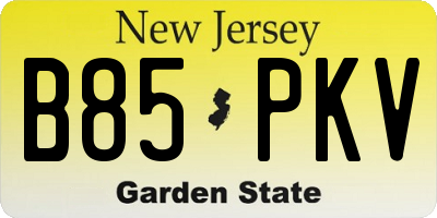 NJ license plate B85PKV