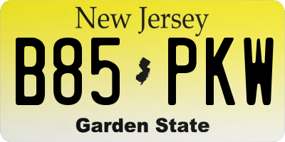 NJ license plate B85PKW