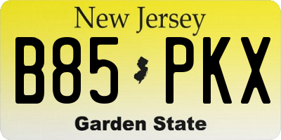 NJ license plate B85PKX