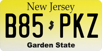 NJ license plate B85PKZ