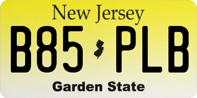 NJ license plate B85PLB