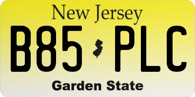 NJ license plate B85PLC