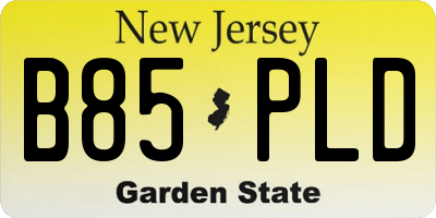 NJ license plate B85PLD