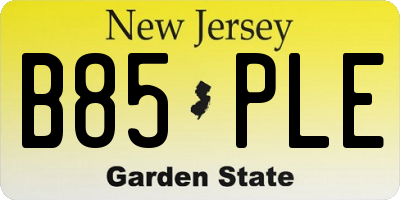 NJ license plate B85PLE