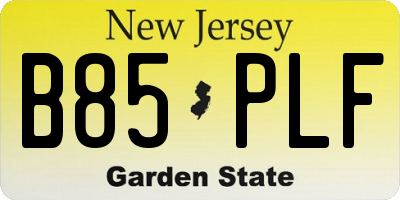 NJ license plate B85PLF