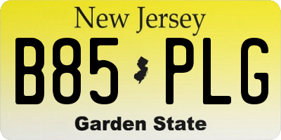 NJ license plate B85PLG