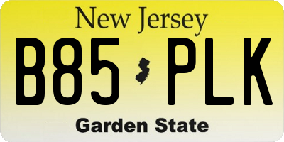 NJ license plate B85PLK