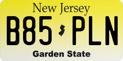 NJ license plate B85PLN