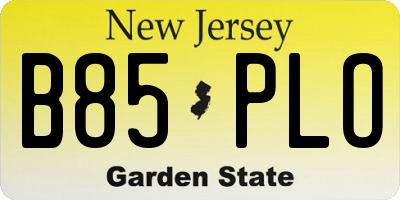 NJ license plate B85PLO
