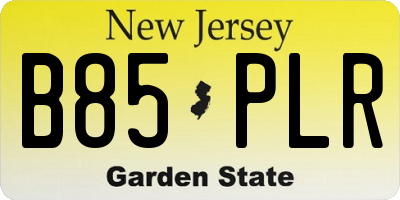 NJ license plate B85PLR