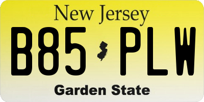 NJ license plate B85PLW