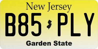 NJ license plate B85PLY