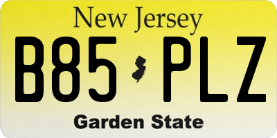 NJ license plate B85PLZ