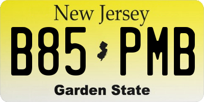 NJ license plate B85PMB