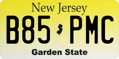 NJ license plate B85PMC