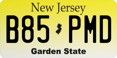 NJ license plate B85PMD