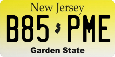 NJ license plate B85PME