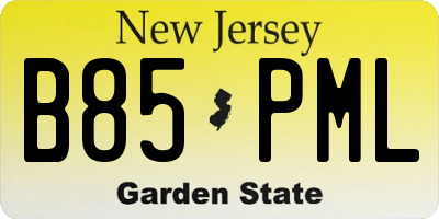 NJ license plate B85PML