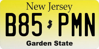 NJ license plate B85PMN